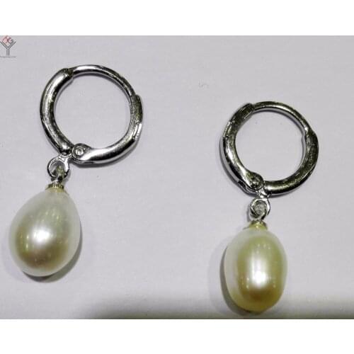 Women Jewelry Earring Bright White Pearl Round Dangle Hook Earring Natural Freshwater pearl highlight pearl