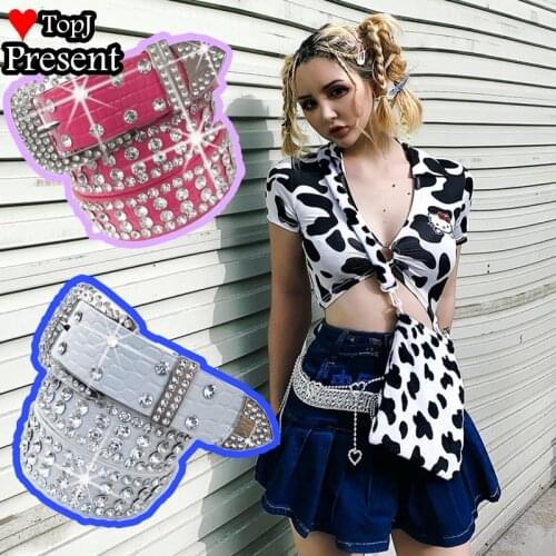 Girl Women Sweet Lolita Cosplay Candy Color Y2K Tuku spice girls colorful diamond bling bling belt and bungee equipment