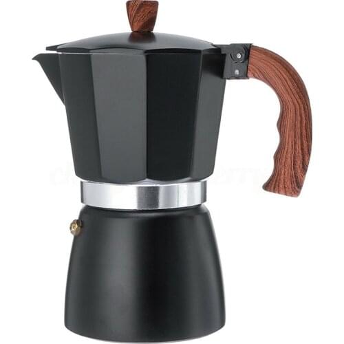 300ml Coffee Pot Moka Cafeteira Italian Espresso Stove Top Coffee Maker Percolator Pot 6 Cups Moka Coffee Pot Black