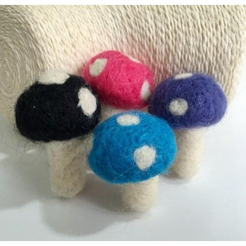 50MM 12Pcs ( Pure Handmade & Wool felt) Mix Colors 3D mushroom Woolen Wire Charms Jewelry Findings