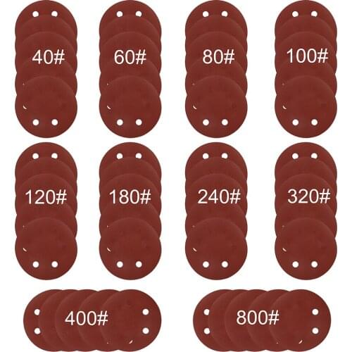 50pcs 150mm Round Abrasive Sand Discs Sanding Paper 6 Holes Sanding Discs 40-800 Grit Polishing Sharpening Sand Paper Tools