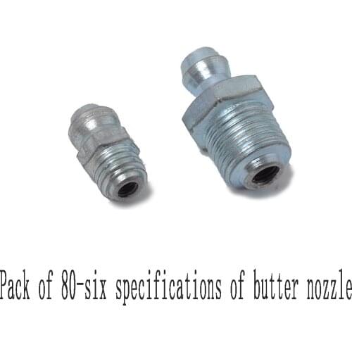 80pcs Stainless Steel Grease Nipple Oil Mouthwith Grease Nipple Butter Gun Fittings 45/90/180 Degree 1/8" 1/4" Male Thread