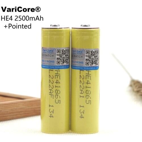 4PCS VariCore Original 18650 he4 3.6V Battery 2500mAh 20A 35A high drain HE4 18650 he4 battery power tools Plus pointed