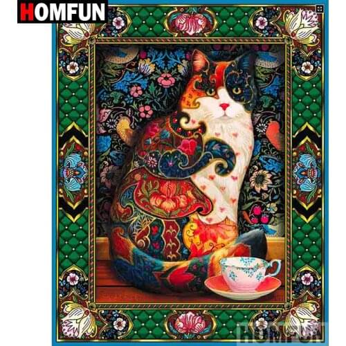 HOMFUN 5D DIY Diamond Painting Full Square/Round Drill "Cartoon cat" 3D Embroidery Cross Stitch gift Home Decor A03868