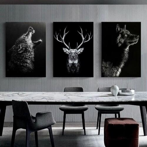 Black and White Animal Wolf Deer Posters full diamond painting cross stitch embroidery art painting wall picture