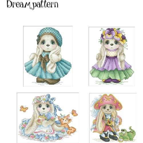 Flower Fairy rabbit cross stitch package cartoon animal 18ct 14ct 11ct cloth cotton thread embroidery DIY handmade needlework