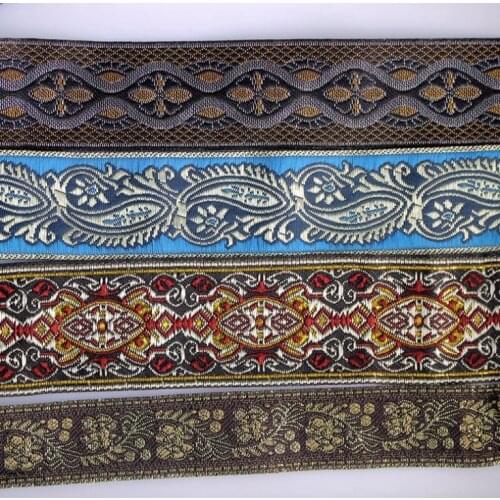 Ethnic tribal embroidery lace trim 3.3cm dress collar ribbon woven tape webbing boho gypsy DIY accessory decoration vintage miao