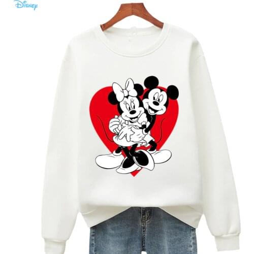 Disney Cartoon Mickey Mouse Minnie Mouse Couples Matching Sweatshirt for Women/man Fleece Fall Pullover Women 90s Clothes Anime