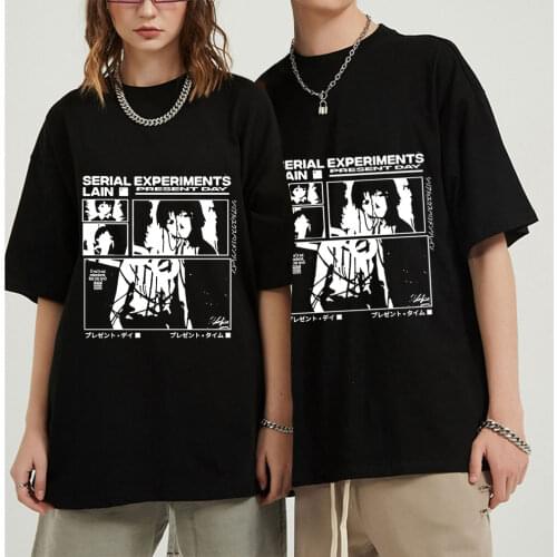 Serial Experiments Lain Tee Shirt Homme Cotton Glitched Iwakura Manga Girl Sci Fi Anime Tshirt Short Sleeve Casual T-shirt Merch