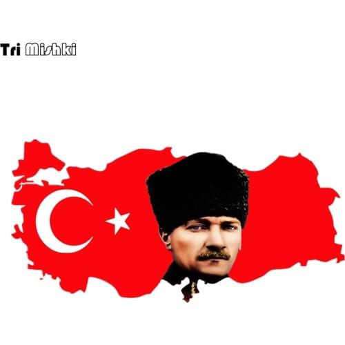Tri Mishki WCS327 20*10cm Flag Map of Turkey and Mustafa Kemal Ataturk car sticker colorful auto automobile decals oto aksesuar