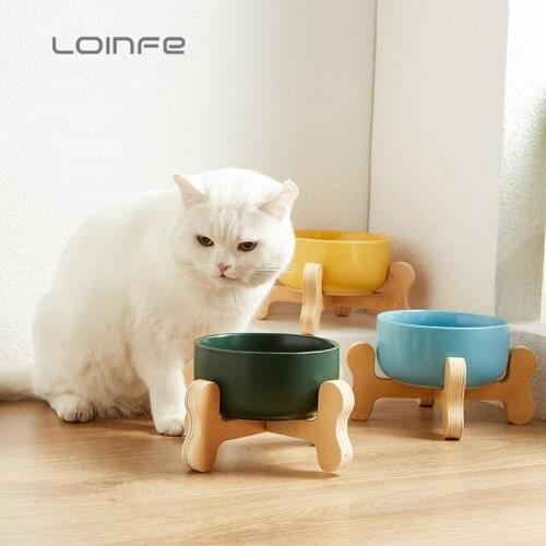 Large Capacity Pet Ceramic Bowl Pet Food Water Bowl Non-slip Dishwasher Tilted Safeguard Neck Pet Feeder Bowl Supplier