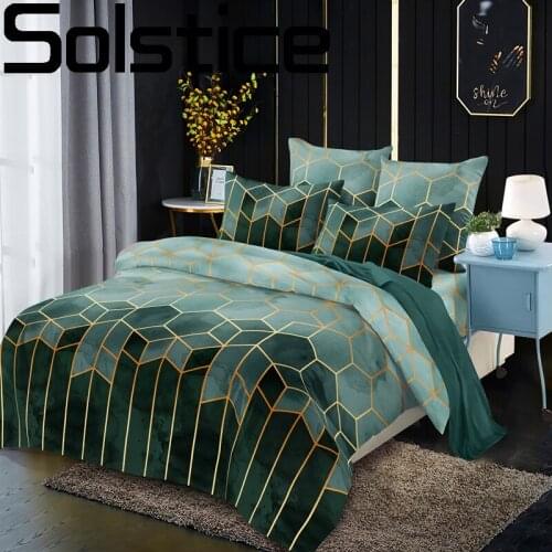 Solstice Green Quilt Cover Bedding Set Geometric Rhombus Lattice Bed Quilt Cover Duvet Cover Pillowcase Comforter Set King Size