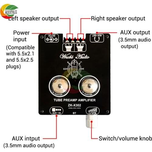 X302 Bluetooth 5.0 tube amplifier power amplifier module 6J1 tube front stage accurate pairing fever HIFI power supply