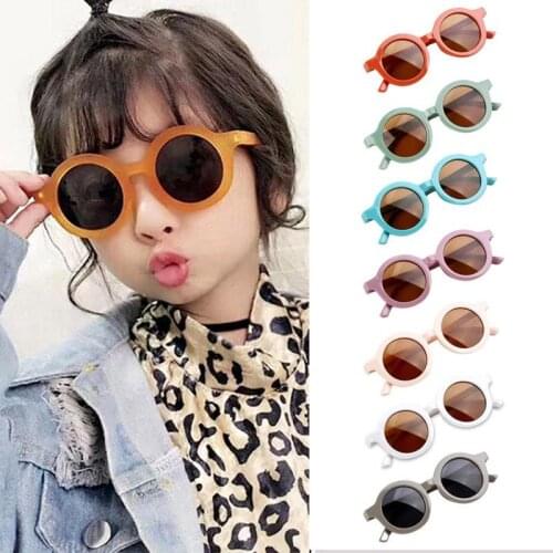 Fashion Retro Round Kids Sunglasses Boys Girls Sun Colorful Sunglasses Eyewear Children Protection Glasses UV Classic Vinta F2W5
