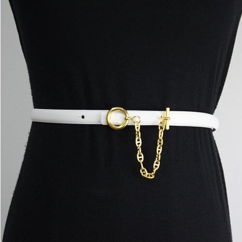 Ms belt pig nose decoration skirt suit with the chain belt buckle joker cool ins wind belt tide