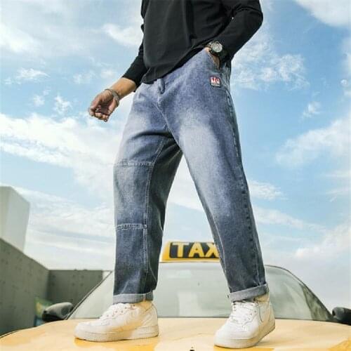 2021 Large mens jeans autumn trend pants slacks plus fat and wide-leg jeans Personality Contracted fashion casual jeans