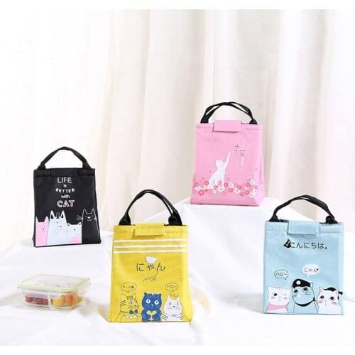 New lunch bag cartoon cat portable meal bag lunch bag lunch box bag picnic bag ice bag waterproof insulation bag