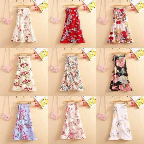 2021 new summer skirts a chip is prevented bask in chiffon floral dress female long tall waist wrap skirt