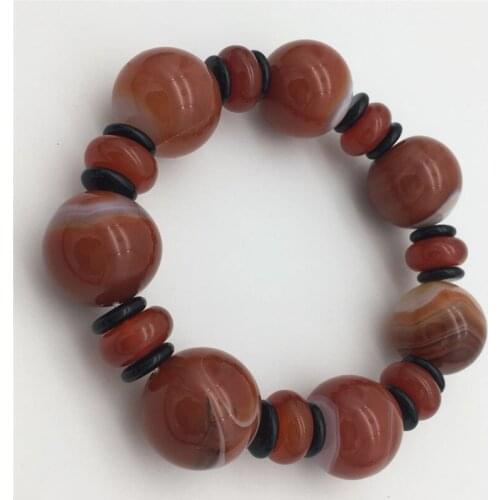 NEW Fashionable jokercir natural red onxy stones 20 mm Bead bracelet Bungee cord Men and women