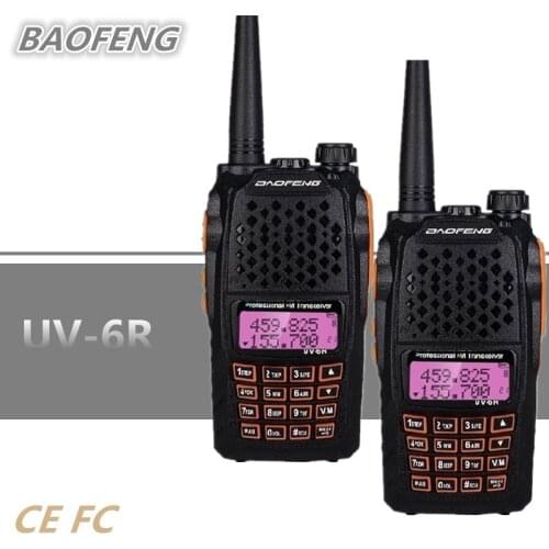 2PCS Updated BAOFENG UV-6R Ham Transceiver 2 Way Radio 10KM VHF UHF FM High Power Built-in VOX Function CB Radio GT-3TP
