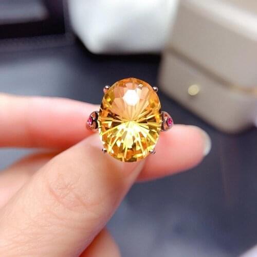 Top Quality Citrine Rings Solid 925 Silver Gemstone Ring For Womens Wedding Party Elegant Jewelry