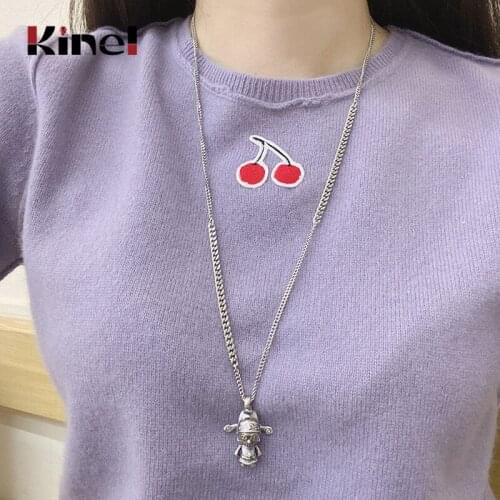 Kinel Little God Of Wealth Pendants 925 Sterling Silver Long Necklace for Women Jewelry Vintage Punk Style Autumn Winter New