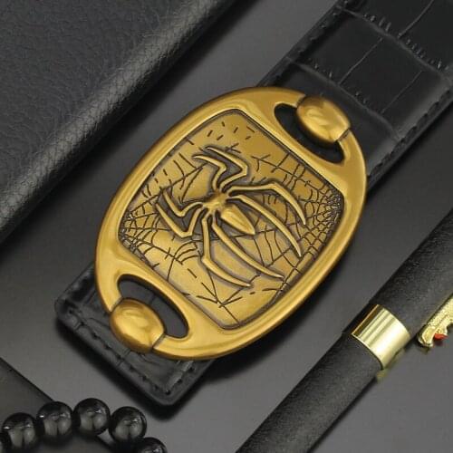 High quality Retro spider Slide buckle belt men designer luxury genuine leather Waist Strap Casual young men ceinture homme