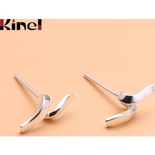 Kinel Real 925 Sterling Silver Irregular Wave Earrings For women Party Minimalist Fine Jewelry Accessories