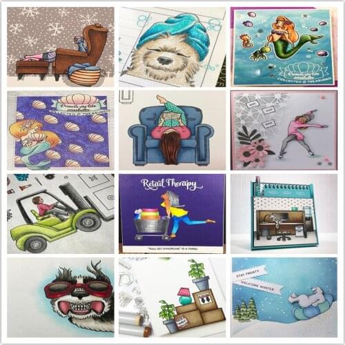 Leisure Sofa Sea Animal Mermaid Skating Girl Pet Dog Shopping Person Clear Stamps DIY Photo Album Decor 2020 Stamp