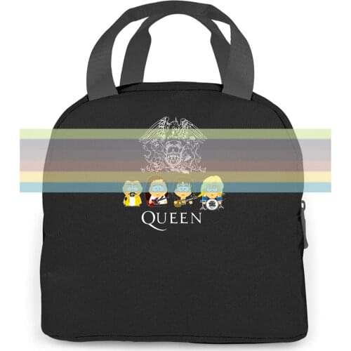 Queen Freddie Mercury Rock Band Black Style Vintage women men Portable insulated lunch bag adult student