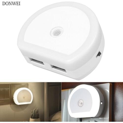 DONWEI Light Sensor Control Night Light EU/US Plug Novelty Bedroom Lamp For Baby Kids Luminaire Sleep Light with Dual USB Port
