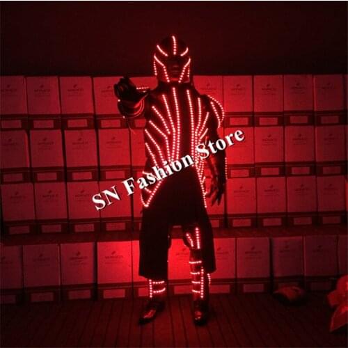 MD15 Ballroom dance led costumes robot costumes luminous stage dj singer wears illuminated suit LED helmets party bar clothes