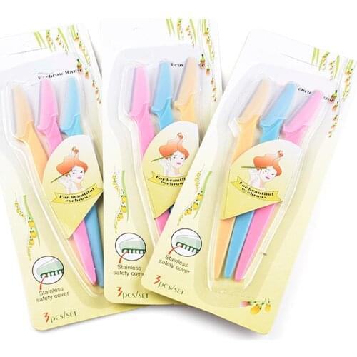 3pcs Eyebrow Trimmer High-quality Stainless Steel Blade Durable Scissors Makeup Tools Hair Removal Grooming Shaping Tool