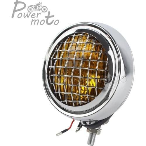 Universal Motorcycle Head Lamp Lampshade for Harley Cafe Racer Bobber Chrome Grill Cover Retro Vintage Bates Mount Headlight