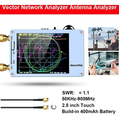 NanoVNAH 50KHz 900MHz Vector Network Analyzer 2.8 Inch Touch Screen MF HF VHF UHF Battery Antenna Analyzer Standing Wave