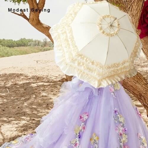 Vintage 1850s Princess Bridal Umbrellas 2018 Beige Victorian Lady Parasols Pink Wedding Umbrella Decorations ombrelle mariage