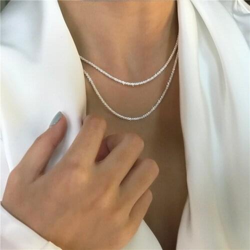 Hot Saleing 925 Sterling Silver Girl Choker Wafer Pendants Chain Necklace Snake Chain Cute Women Gift Fine Jewelry Wholesale
