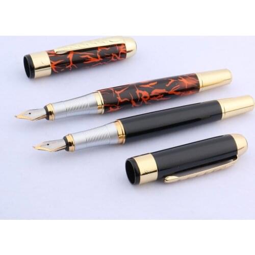 1 Pc Luxury Office Gift Jinhao250 Ice Flower Black Stainless Golden Trim 1.0MM Calligraphy Bent Nib Fountain Pen