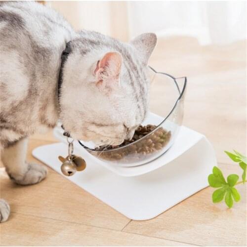 2Pcs Non-slip Transparent Plasitc Cat Bowls Explosive Cat Bowls Dog Bowl Food Bowl with Protection Cervical Cat Bowls
