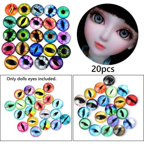 20pcs 6/8/10/12/14/15/16/18mm Glass Dolls Eyes DIY Crafts Eyeballs Toys for Children Dinosaur Animal Eyes Time Gem Accessories