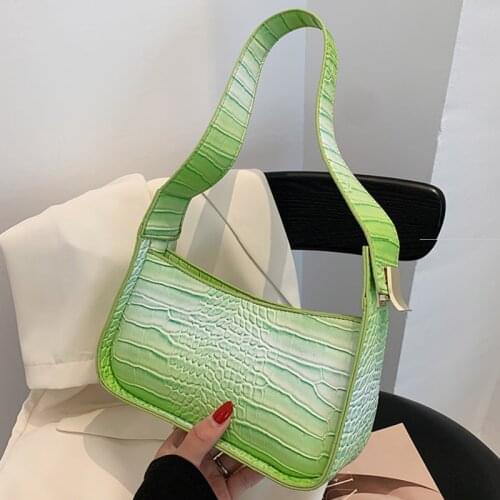 Crocodile Pattern PU Leather Small Underarm Baguette Bags 2021 New Luxury Designer Shoulder Phone Purse and Handbags