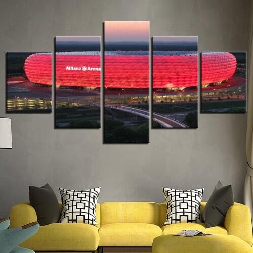 5 Pieces Bayern Munich Allianz Arena Group HD Printed Canvas Painting Sports Customized Wall Art Decor Living Room frameless