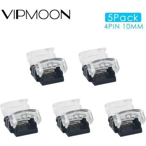5Pcs RGB LED Strip Connector 4PIN 10mm Strip to Strip Terminals Connector for 3528 5050 Waterproof LED Stirp Light Connector