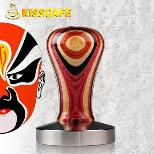 51/54/57/57.5/58mm Steel Base Chacate Color Wood Handle Tamper Coffee Powder Hammer Customized Coffee Accessories Espresso