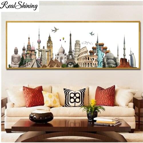 5D DIY Diamond Painting large City Symbol New York Paris London full square/round Diamond Embroidery mosaic 3d icons FS6048