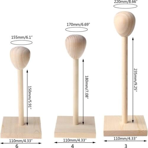 1/3 1/4 1/6 Wooden Hair Wigs Hat Cap Holder Stand Display Rack Tools for Doll