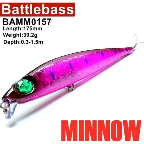 BATTLEBASS 1PCS/lot 17.5 cm 39.2 g Fishing Lure Minnow Hard Bait with 3 Fishing Hooks Fishing Tackle Lure 3D Eyes Free Shipping