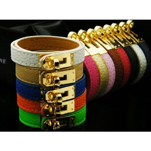 High Quality Fashion Rotating Steel Buckle 12 Color Punk Style PU Leather Bracelet For Men Women Brand Jewelry