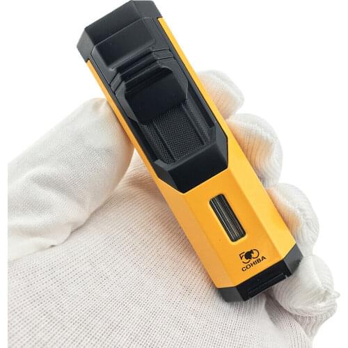 COHIBA Cigar Lighter Jet Flame Portable Butane Torch Lighter with punch Mini Metal Windproof Cigarette lighter for Gift