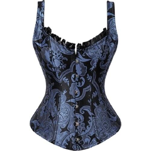 Women Waist Corset Slim Steampunk Gothic Sexy Overbust Bustiers Wide Strap Steel Bone Body Shaper Burlesque Party Dress Clothes
